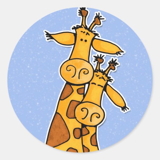 2 giraffen ronde sticker (Voorkant)