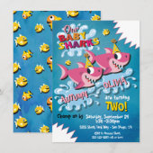 2 Girl Sharks Baby Birthday Party uitnodiging (Voorkant / Achterkant)
