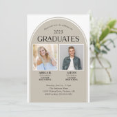 2 Graduates Tan Arch Double Afstuderen Kaart (Staand voorkant)