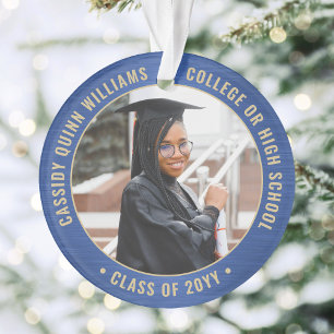 2 Graduation Photo Elégant Brossé Royal Blue Gold