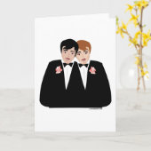2 Groom Gay Wedding Cartes (Fleur jaune)