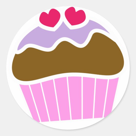 2 Harten Blueberry Iced Cupcake Ronde Sticker (Voorkant)