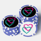 "2 harten" klei poker chips, chips (Opstapeling)