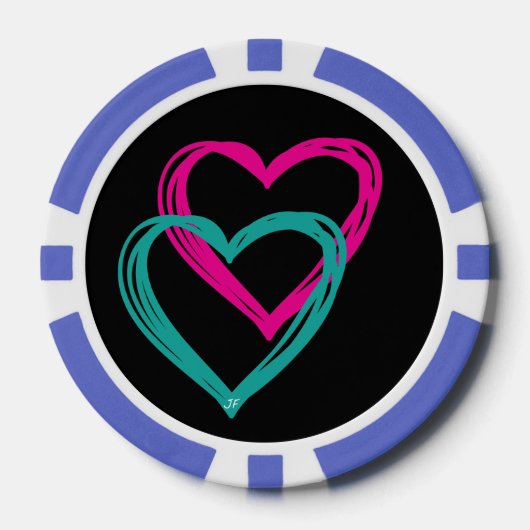 "2 harten" klei poker chips, chips (Voorkant)