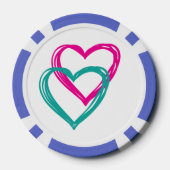 "2 harten" klei poker chips, chips (Achterkant)