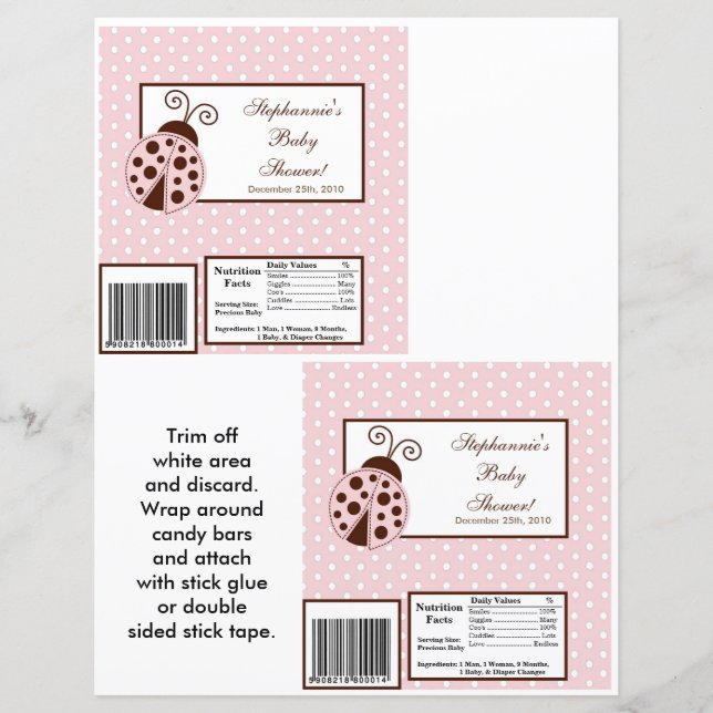 2 Hershey's Large Bar Wrapper Pink Ladybug (Voorkant)