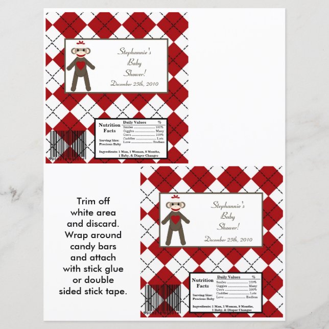 2 Hershey's Large Bar Wrapper Red Sock Monkey (Voorkant)