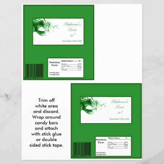 2 Hershey's Large Bar Wrapper Sweet 16 Green Flyer (Voorkant)