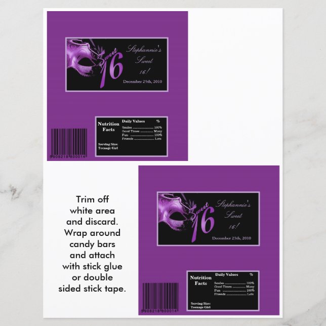 2 Hershey's Large Bar Wrapper Sweet 16 Paars (Voorkant)