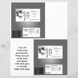 2 Hershey's Large Bar Wrapper Sweet 16 Silver