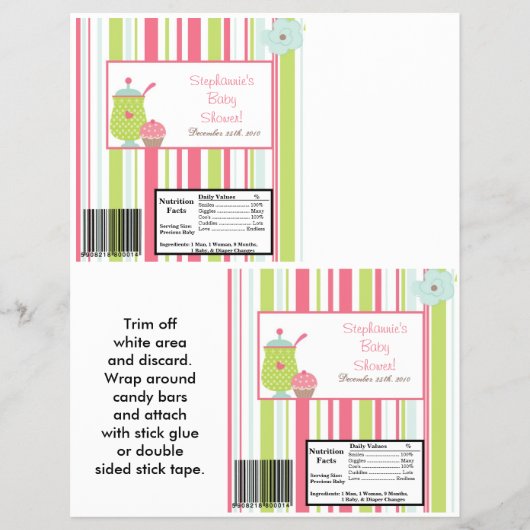 2 Hershey's Large Bar Wrapper Tea Party Roze Flyer (Voorkant)