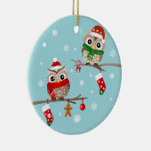 2 hiboux sur Noël s'embranche ornement (Droite)