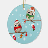2 hiboux sur Noël s'embranche ornement (Gauche)