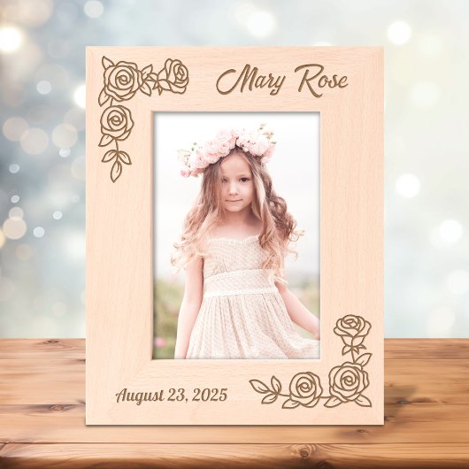 2 Hoek Rozen Aangepaste tekst 5x7 Gegraveerde Lijstjes