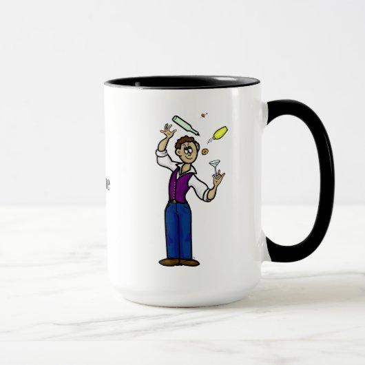 2 Hommes Cartobères Bartender Mug Ajouter un nom (Droite)