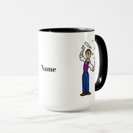 2 Hommes Cartobères Bartender Mug Ajouter un nom (Devant droit)