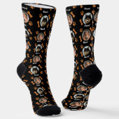 2 Honden Foto's 2 Namen + Botten en verfafdrukken Sokken (Gebogen)