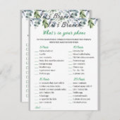 2 in 1 Bridal Brunch Douche Spel Informatiekaartje (Voorkant / Achterkant)