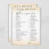 2 in 1 Bridal Brunch Douche Spel Informatiekaartje (Voorkant / Achterkant)