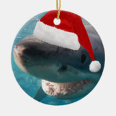 2-in-1 Great White KerstSharks Red Santa Hat Keramisch Ornament (Voorkant)