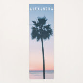 2-in-1 tropische roze en blauwe palmboom - Zonnepl Yogamat (Voorkant)