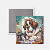 2" Inch vierkante magneet w / Saint Bernard art (Voorkant / Achterkant)