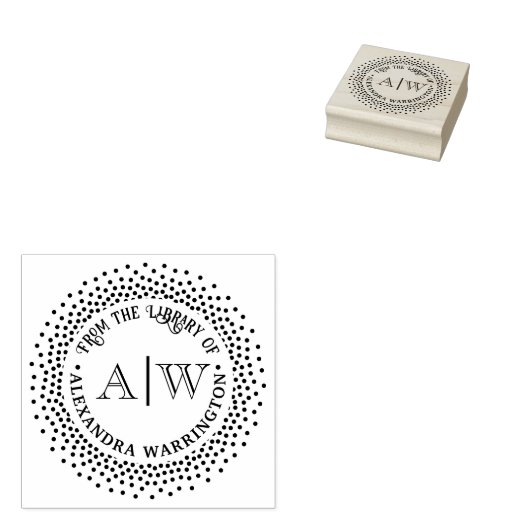 2 Initiaal Monogram Gestippeld Frame #2CA Biblioth Rubberstempel (Gestempeld)