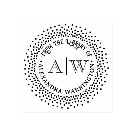 2 Initiaal Monogram Gestippeld Frame #2CA Biblioth Rubberstempel (Afrduk)