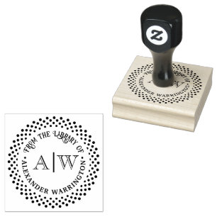 2 Initiaal Monogram Gestippeld Lijst #3CA Biblioth Rubberstempel