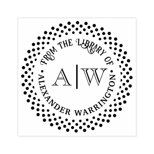 2 Initiaal Monogram Gestippeld Lijst #3CA Biblioth Rubberstempel (Afrduk)