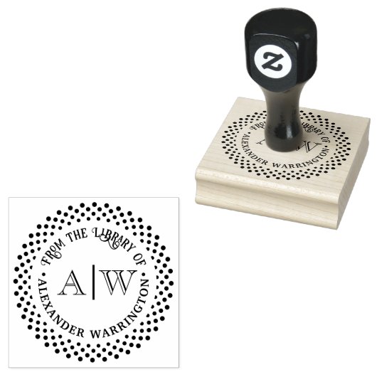 2 Initiaal Monogram Gestippelde Frame #3CA Bibliot Rubberstempel (Gestempeld)