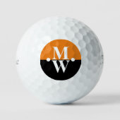2-initialen Verticaal Monogram Modern Sinaasappel/ Golfballen (Voorkant)