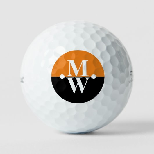 2-initialen Verticaal Monogram Modern Sinaasappel/ Golfballen (Voorkant)