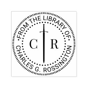 2 Initieel Monogram Keltisch Zwaard Bibliotheek Bo Zelfinktende Stempel