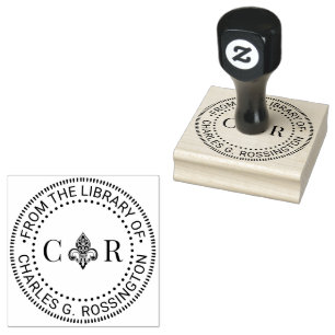 2 initiële Mongm Fleur de Lis #26 bibliotheek boek Rubberstempel