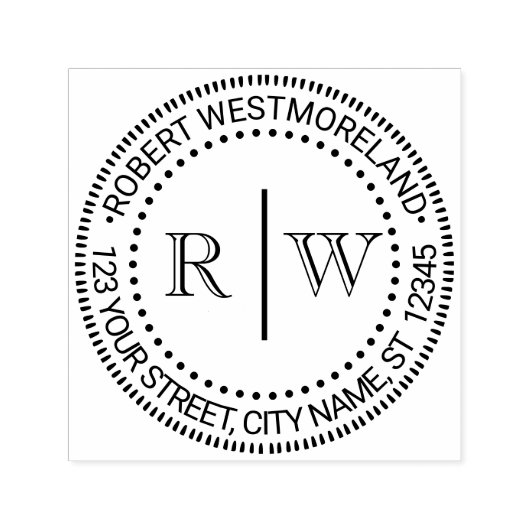 2 initiële monogram #2 verticale afstandsnaam adre zelfinktende stempel (Design)