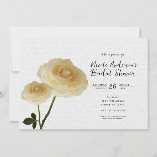 2 Invitations de douche nuptiale Roses peintes en  (Devant)