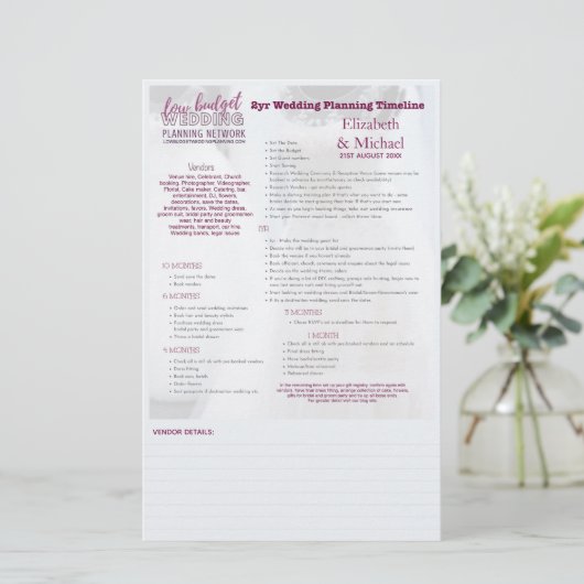 2 jaar aangepaste printabl voor een bruiloft (Staand voorkant)