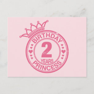 2 jaar - Birthday Princess - roze Briefkaart