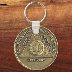 2 jaar CUSTOM NAME Sober Medallion Sleutelhanger