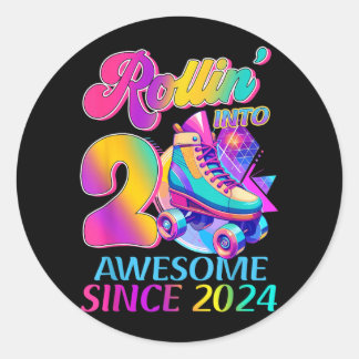 2 Jaar Geweldig Sinds 2024 Hockey Thema Verjaardag Ronde Sticker