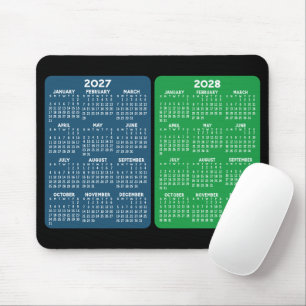 2 Jaar Kalender - jaaroverzicht groen blauw 2027 2 Muismat