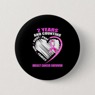 2 jaar kanker 2 jaar overlevende borstkanker ronde button 5,7 cm