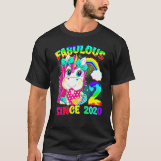 2 jaar oud 2e verjaardag Unicorn Girl Fabulous Sin T-shirt
