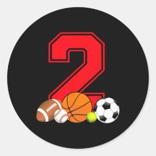 2 jaar oud Basketball Football Baseball Soccer Bir Ronde Sticker