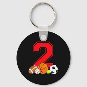 2 jaar oud Basketball Football Baseball Soccer Bir Sleutelhanger