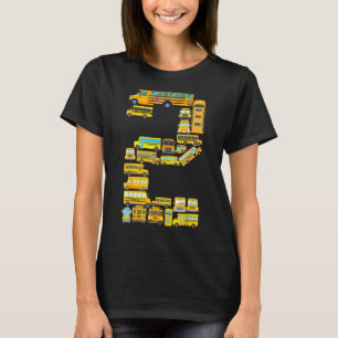 2 Jaar Oud Peuter 2e Verjaardag School Bus Thema K T-shirt