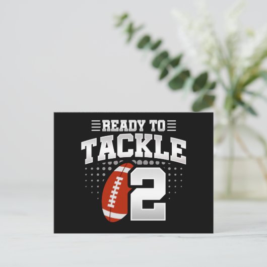 2 Jaar Oud Tackle Football Party Kinder 2e Verjaar Briefkaart (Staand voorkant)
