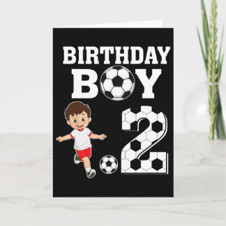 2 Jaar Oude 2e Verjaardag Jongen Voetbal Fan Feest Kaart