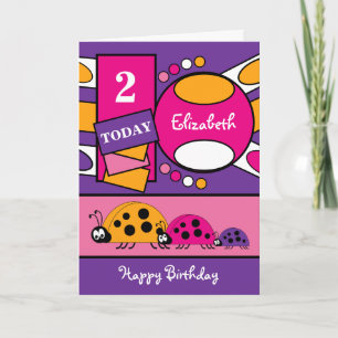 2 jaar oude elke leeftijd lieveheersbeestjes paars kaart